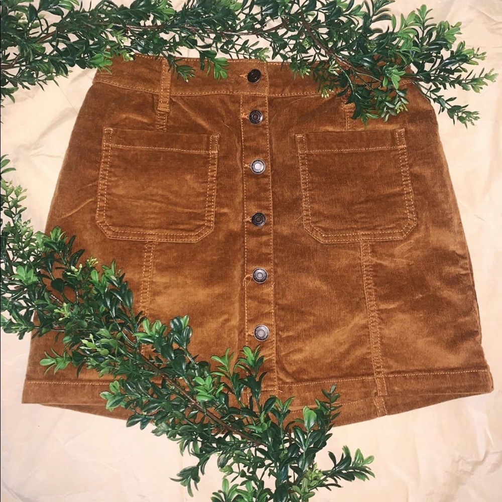 corduroy button down skirt